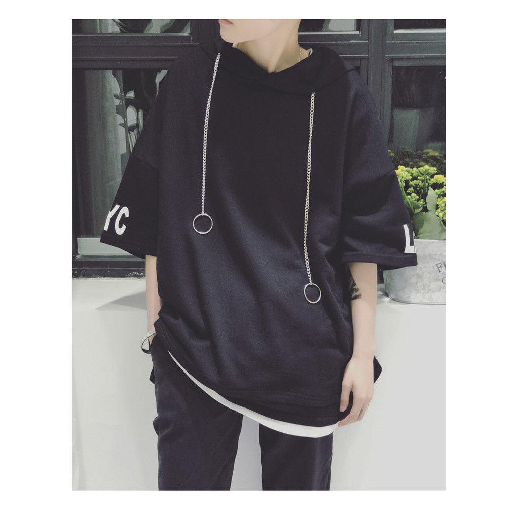 Áo Hoodie Tay Ngắn Chui Đầu Thời Trang Cho Cặp Đôi