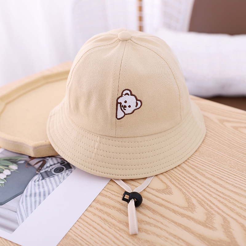 Nón Tai Bèo Thêu Hình Gấu Dễ Thương Cho Bé