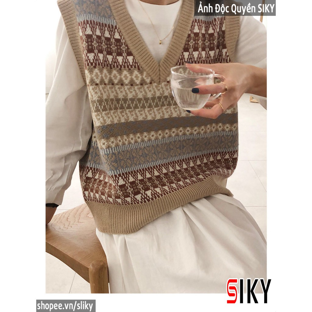 [ CÓ ẢNH THẬT] Áo len gile thổ cẩm nữ - 4BASIC | BigBuy360 - bigbuy360.vn