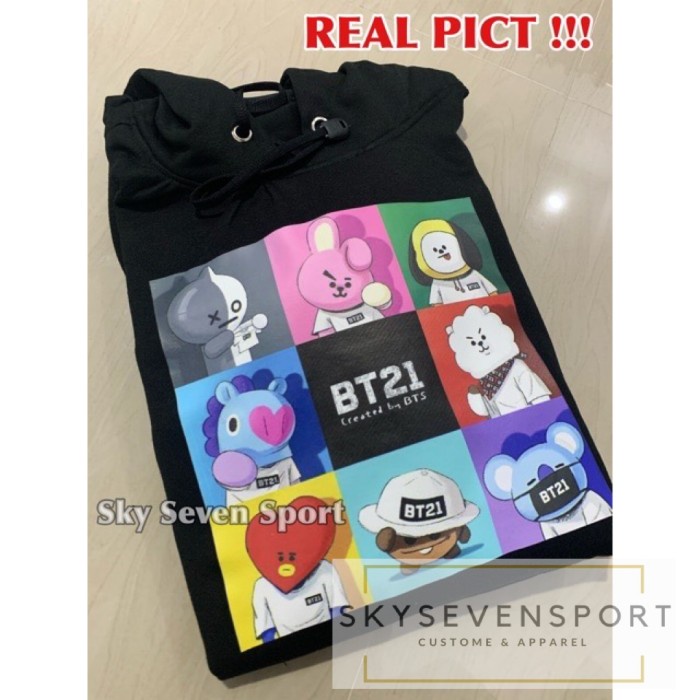 Áo hoodie IN hình nhóm nhạc BTS Q3T5 BT21 CHIBI