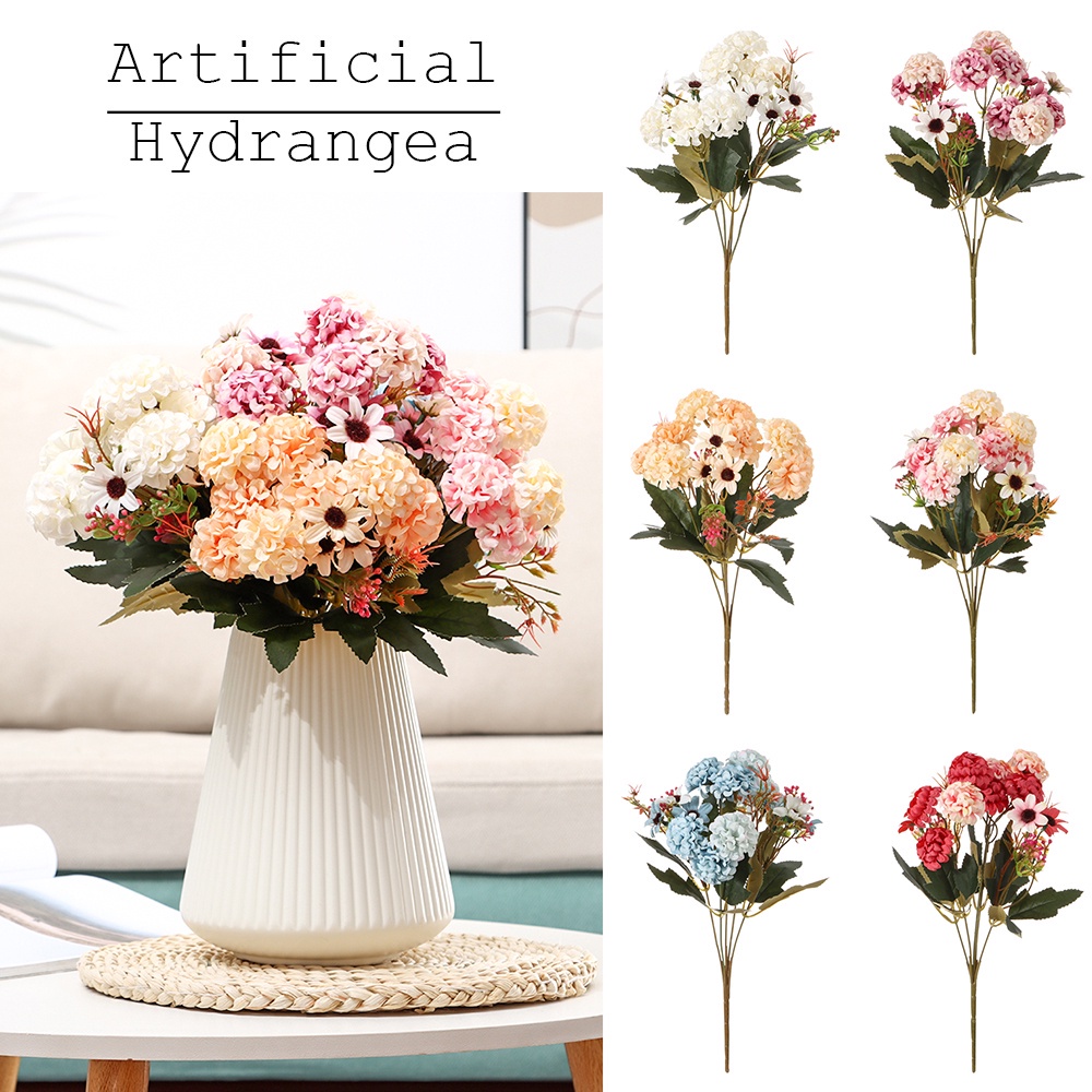 CONOPERY Bộ 15 hoa cẩm tú cầu nhân tạo xinh xắn trang trí nhà cửa/ tiệc cưới