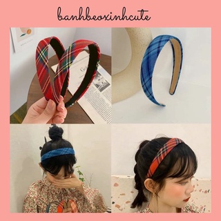 Bờm cài tóc bọc vải caro cực xinh hot trend