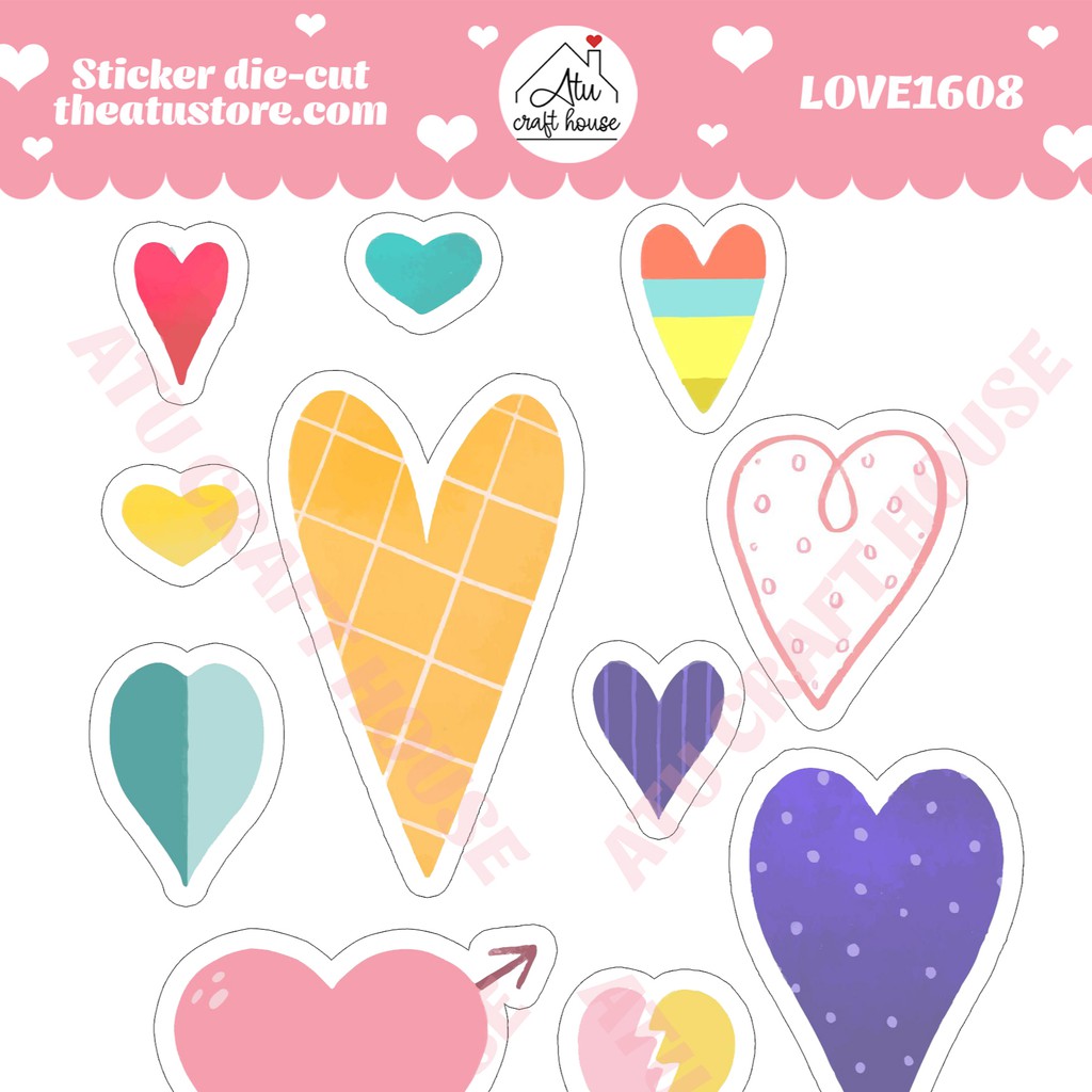 LOVE - Sticker die-cut - Sticker cắt rời - Nguyên liệu làm Scrapbook Handmade