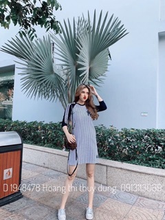 Đầm thun cotton kẻ mới về