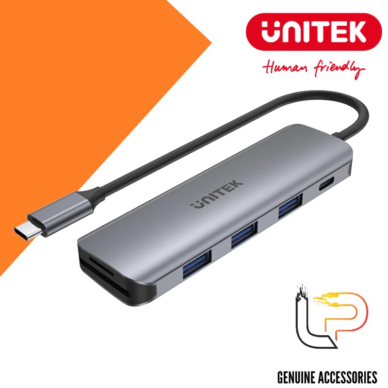 CÁP CHUYỂN USB TYPE-C RA 4 USB 3.0 + TF/SD + PD 100W UNITEK H1107C