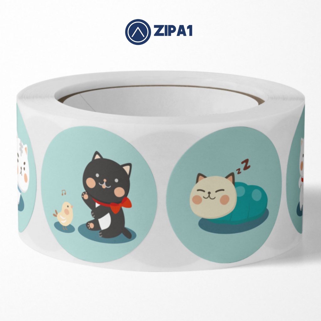 500 miếng dán sticker hình Mèo con dễ thương - 2.5x2.5cm / miếng - A1021 - Zip A1