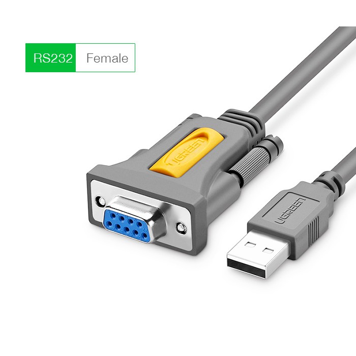 Cáp chuyển đổi USB to Com rs232 âm dài 1,5m chính hãng Ugreen 20201 cao cấp