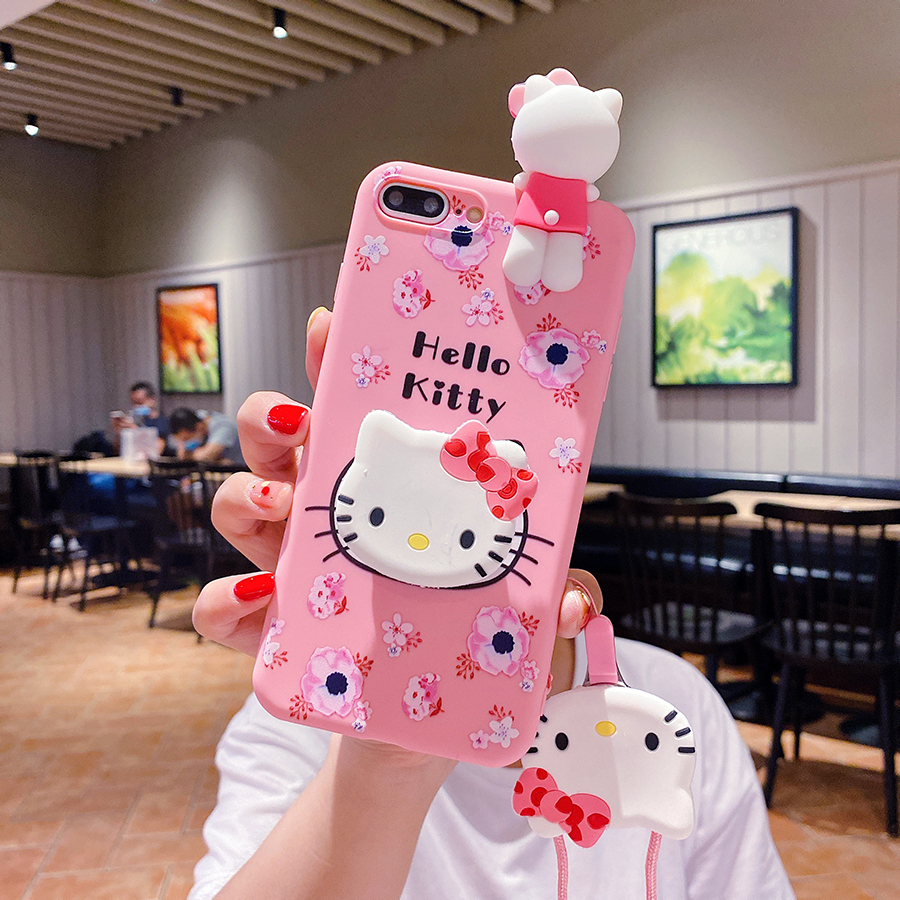 Đối với Samsung A30 A50 S J6 Plus J5 Prime J4 J8 J7 Core J5 Pro J530 J710 A5 A520 Note10 Plus A51 M40s A71 S20 Plus Ultra Cartoon Dễ thương Hello Kitty Màu hồng Vỏ bọc silicon mềm