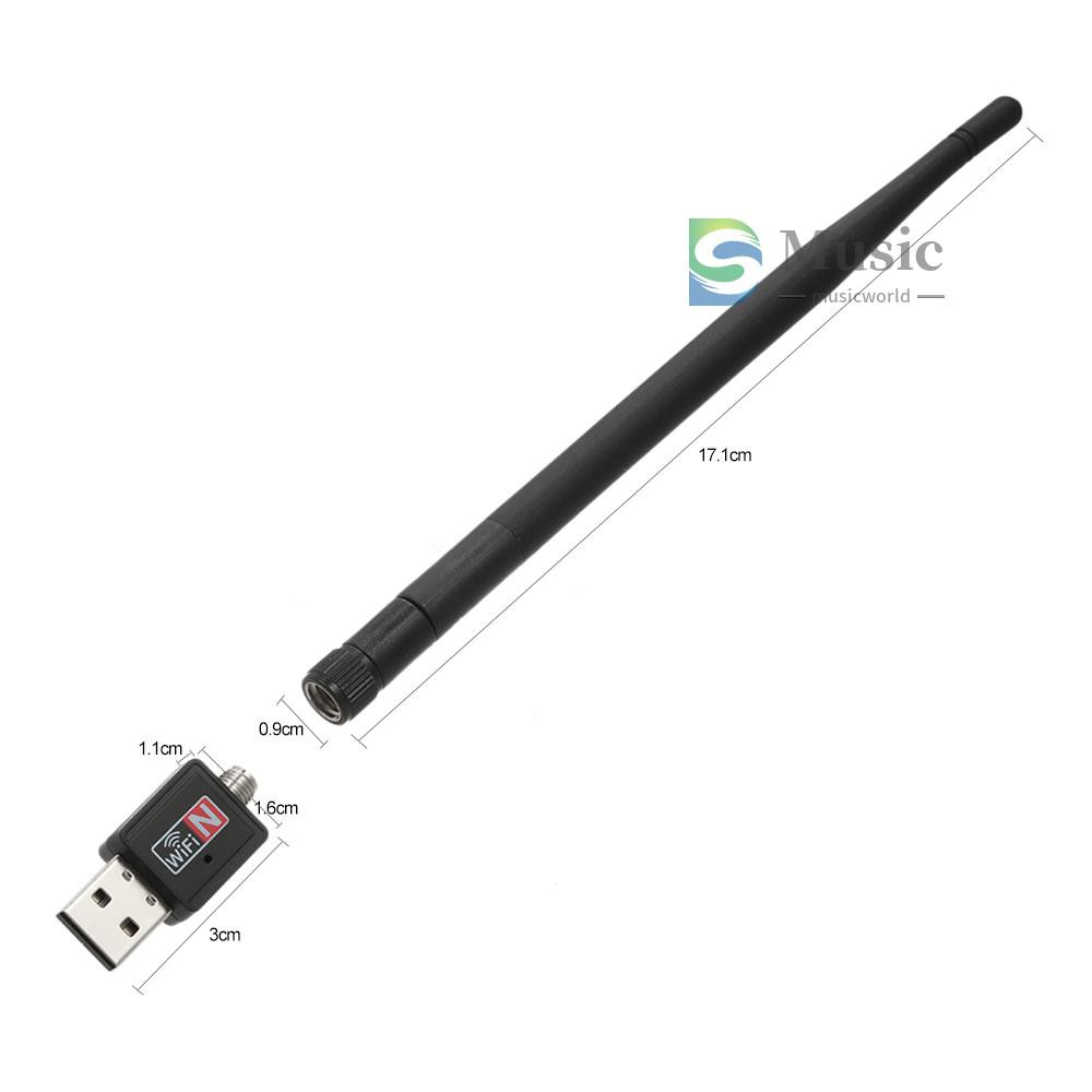 〖MUSIC〗600Mbps Wireless USB WiFi Adapter Dongle 2.4GHz Network LAN Card 802.11b/g/n Standard with 2dBi Detachable Antenna for Desktop Laptop PC Computers