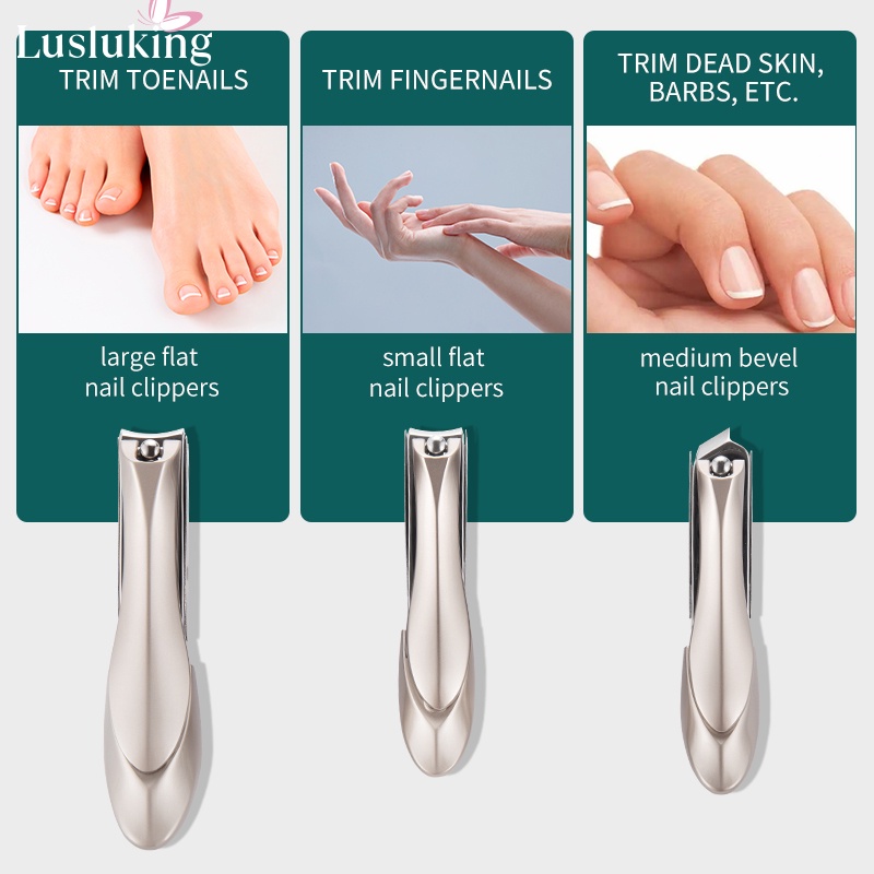 Lusluking Dụng cụ bấm móng tay LUSLUKING bằng thép không gỉ chống văng tiện lợi