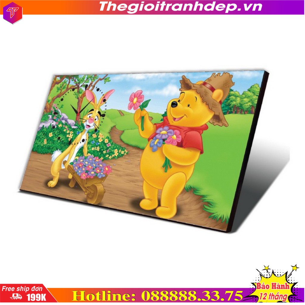 Tranh đồng hồ bàn hoạt hình gấu Pooh