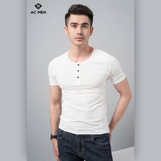 Áo Thun Nam Cổ Tròn Phối Nút AC MEN