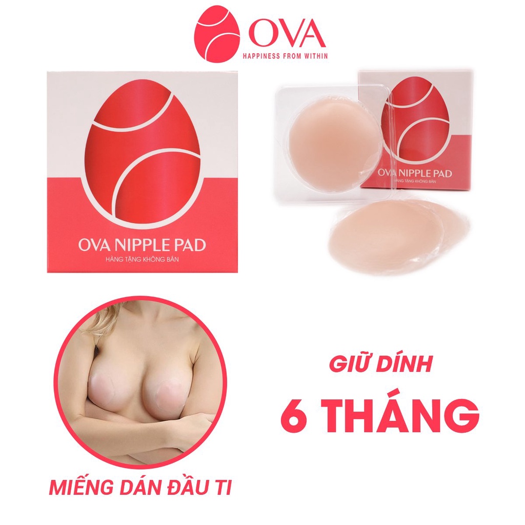 Miếng dán ngực silicone Ova Ovapink Nipple Pads màu da siêu dính, hình tròn hình hoa tái sử dụng được.