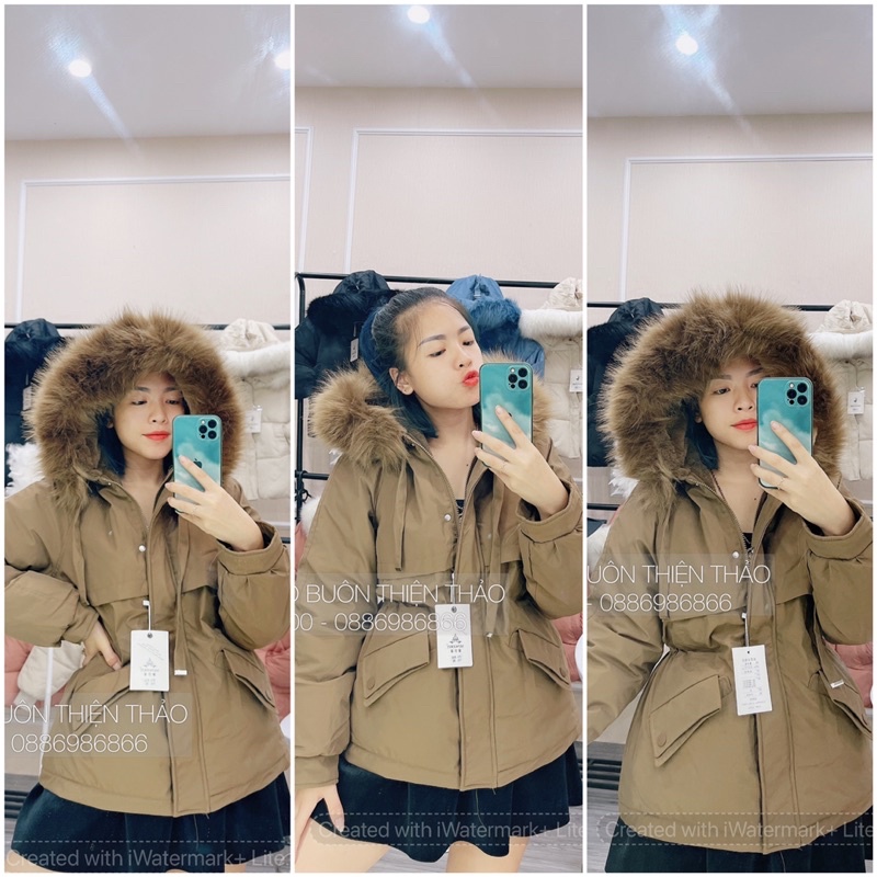 [Mã EMYEP180 giảm 15k]Áo Phao Mũ Lông Rút Eo Nữ 2021 Chất Liệu Lót Lông Cao Cấp P911 - Thiện Thảo | BigBuy360 - bigbuy360.vn