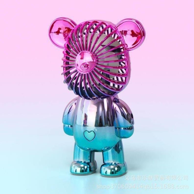 [FREESHIP] Quạt Mini Tích Điện Cầm Tay Hình Gấu Bearbrick Dễ Thương Sạc Usb