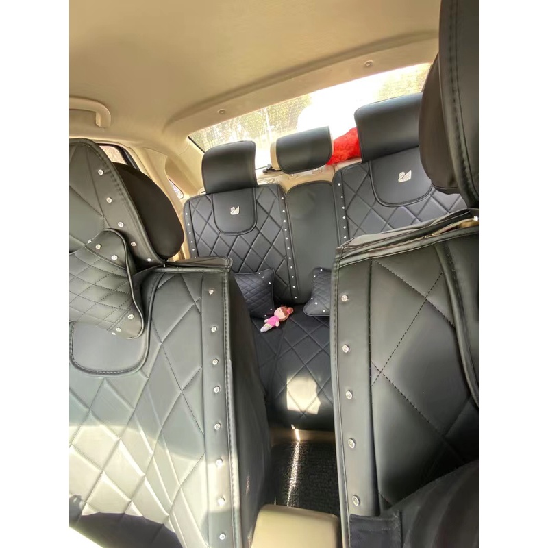 Bộ Bọc Ghế ( Áo Ghế) Da Đính Đá Thiên Nga Cao Cấp