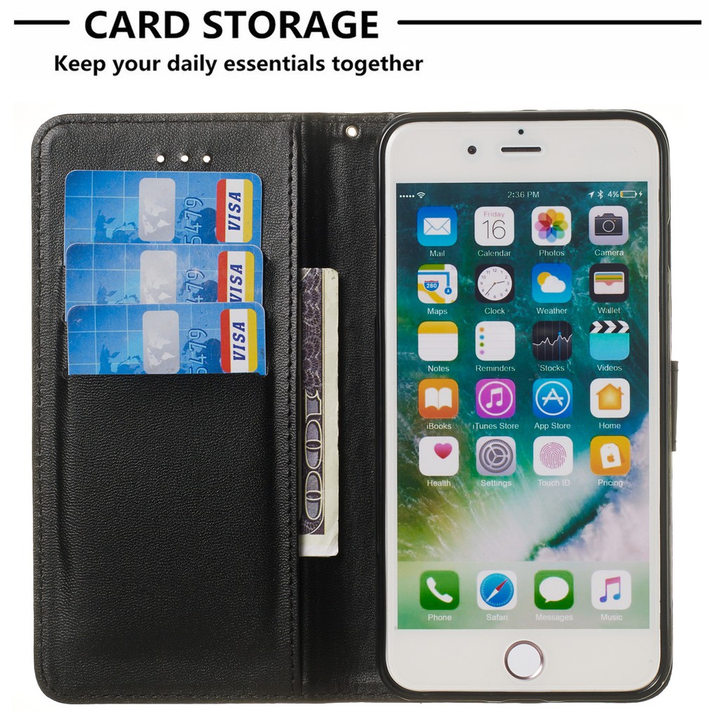 Bao nắp gập chất da trơn màu cho điện thoại iPhone 5 5s se 6 6s 7 8 Plus | BigBuy360 - bigbuy360.vn