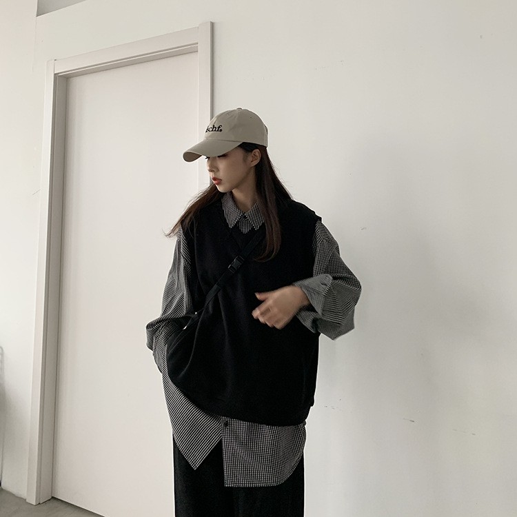 Áo Gile Ulzzang vải dày dặn, Áo len gile nữ phong cách Hàn Quốc - Maomao | BigBuy360 - bigbuy360.vn