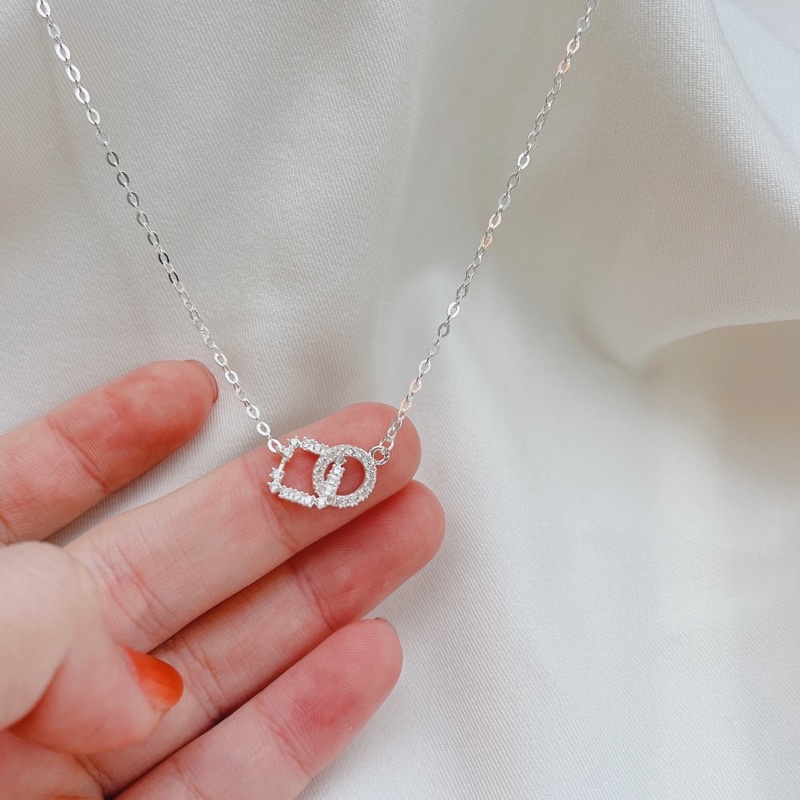 Dây chuyền bạc nữ DaLiA Jewelry vòng cổ bạc hình vuông tròn lồng vào nhau cá tính basic đẹp chuẩn bạc thật không gỉ