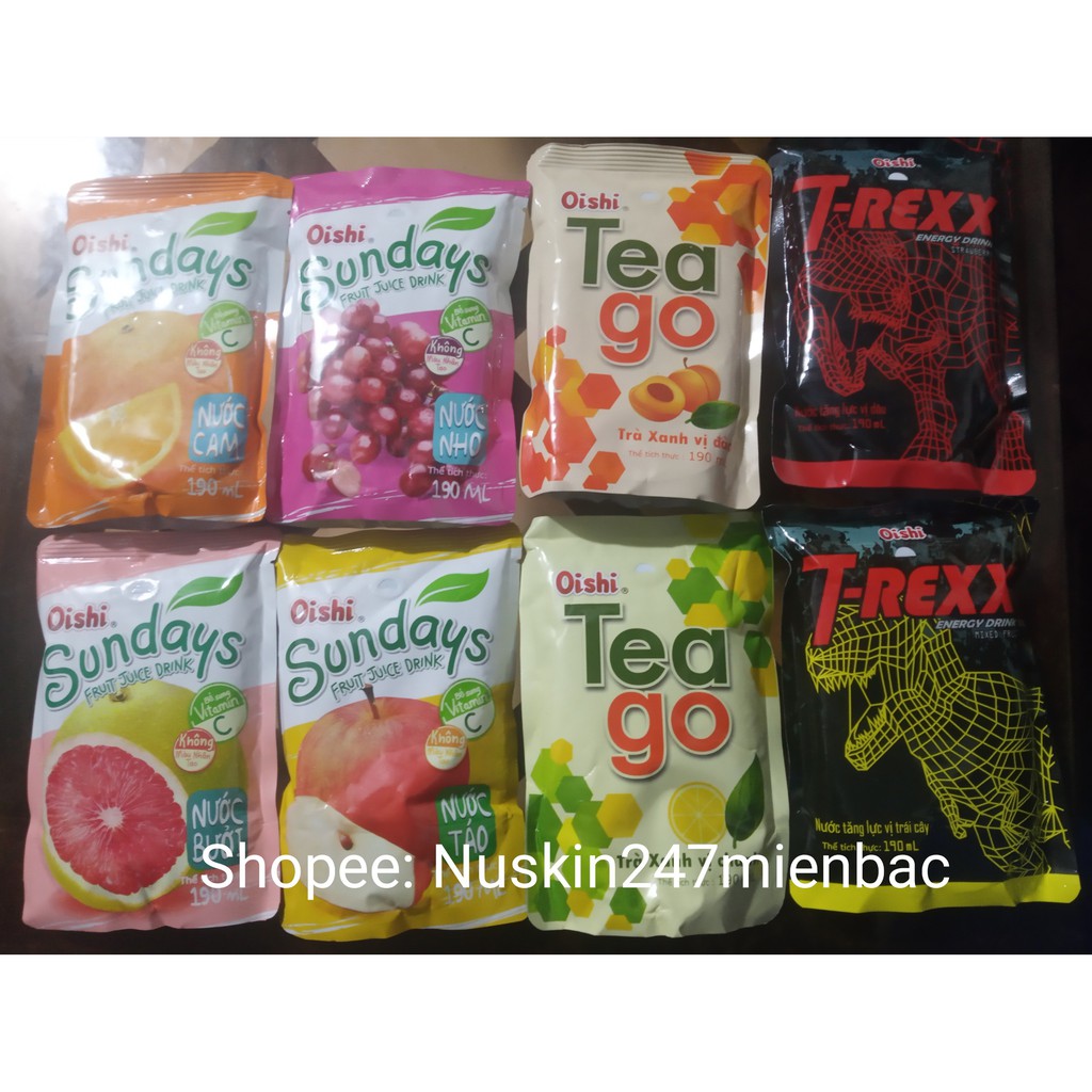 Thùng 10 gói nước trái cây oishi đủ 8 vị nho/ đào/ táo/ chanh/ cam/ bưởi/ trexx dâu/ trexx trái cây | BigBuy360 - bigbuy360.vn
