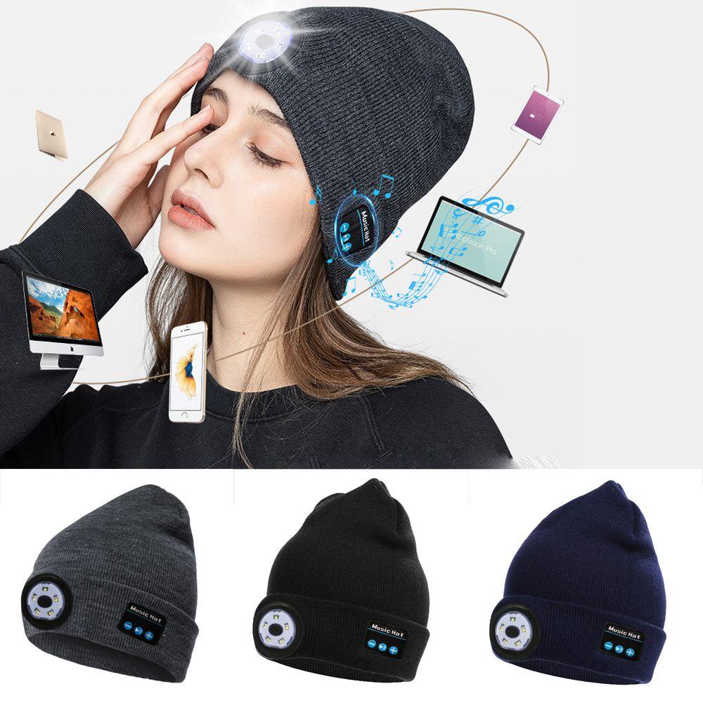 Wttle Mũ beanie Có Đèn LED Phát Sáng Kết Nối Bluetooth Cảnh Báo Ánh Sáng Đỏ Và Xanh Dương