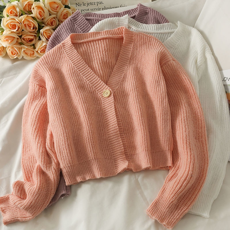 Áo cardigan Dệt Kim Tay Dài Cổ Chữ V Phong Cách Thời Trang Thu Đông Hàn Quốc Mới