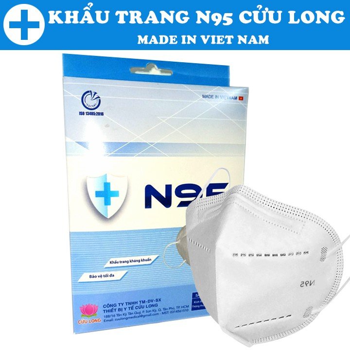 Khẩu trang N95 Cửu Long 6 lớp (1 hộp 10 cái) Kháng Khuẩn, Chống Bụi Mịn | BigBuy360 - bigbuy360.vn