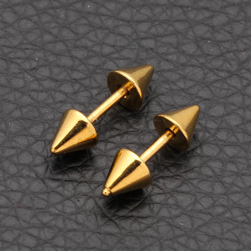 Set 1 Khuyên Xỏ Sụn Tai Bằng Thép Không Gỉ Màu Đen Phong Cách Punk Cá Tính