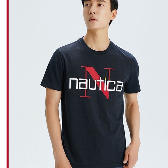 Áo Thun 100% Cotton Tay Ngắn Cổ Tròn In Chữ NAUTICA/Nudica Thời Trang Cho Nam856456
