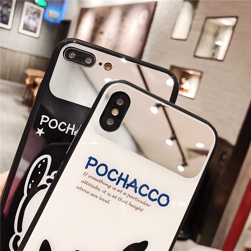 [ IPHONE ] Ốp Lưng Kính Cương Lực Pochacco - Lens Gương - K002