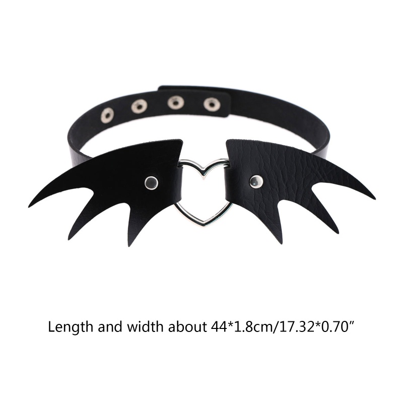Vòng Cổ Choker Bằng Da Đính Cánh Ác Quỷ Phong Cách Gothic Punk Giáng Sinh Halloween