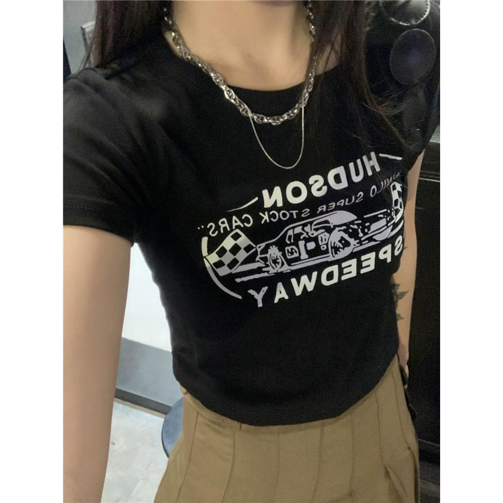 Áo Thun Dáng Ngắn Ngắn Ngắn Tay In Hình Phong Cách Retro Cá Tính 53572