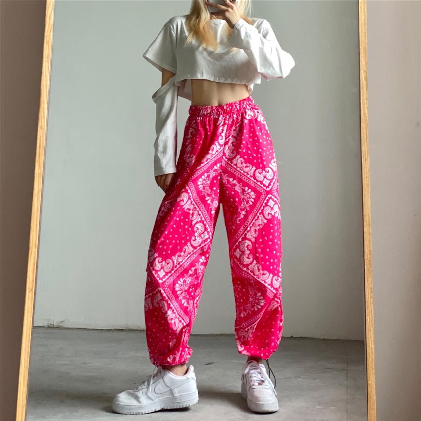 Happy-store ❤️ Quần Vải Ống Rộng Nam Nữ Unisex Quần Jogger Thể Thao Ulzzang Dây Rút Ở Gấu Quần - 2 Màu Trắng Hồng