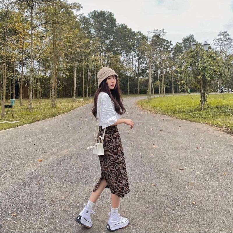 Chân váy dáng dài họa tiết ngựa vằn xẻ sau(ẢNH THẬT + HÀNG CÓ SẴN) HC5 - Đenta store | BigBuy360 - bigbuy360.vn