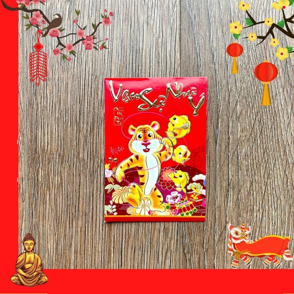 Set 6 Bao Lì Xì Gía Rẻ Size Nhỏ In Chữ Vàng Nổi Tết Nhâm Dần 2022 - Nhiều Mẫu Cực Đẹp