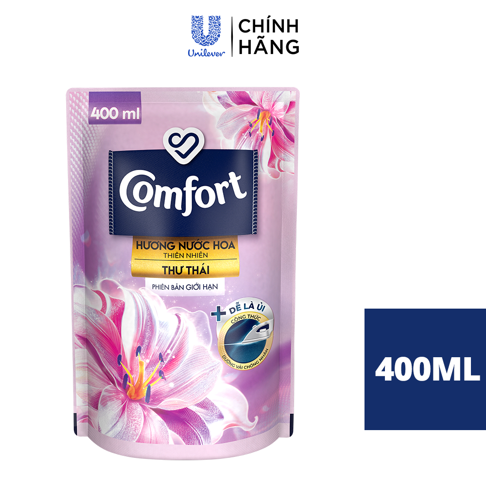 Nước xả làm mềm vải & giảm nhăn Comfort Đậm Đặc Hương Hoa Thiên Nhiên Thư Thái 400ml