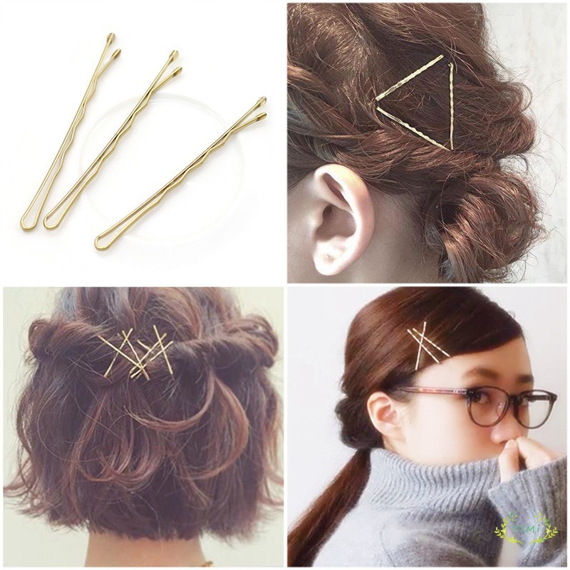 1 Kẹp Tóc Kim Loại Mạ Vàng Hình Học Đính Ngọc Trai Nhân Tạo Phong Cách Retro
