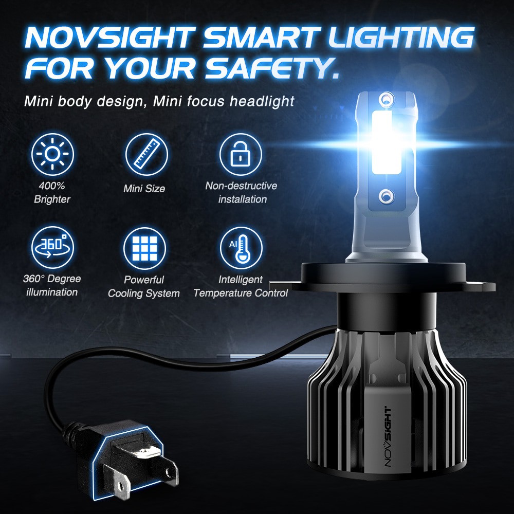 Novsight Đèn Pha Led H4 H7 H11 H8 Hb4 Hb3 9005 9006 H1 H3 880 881 Turbo 12v Chuyên Dụng Cho Xe Hơi chạy