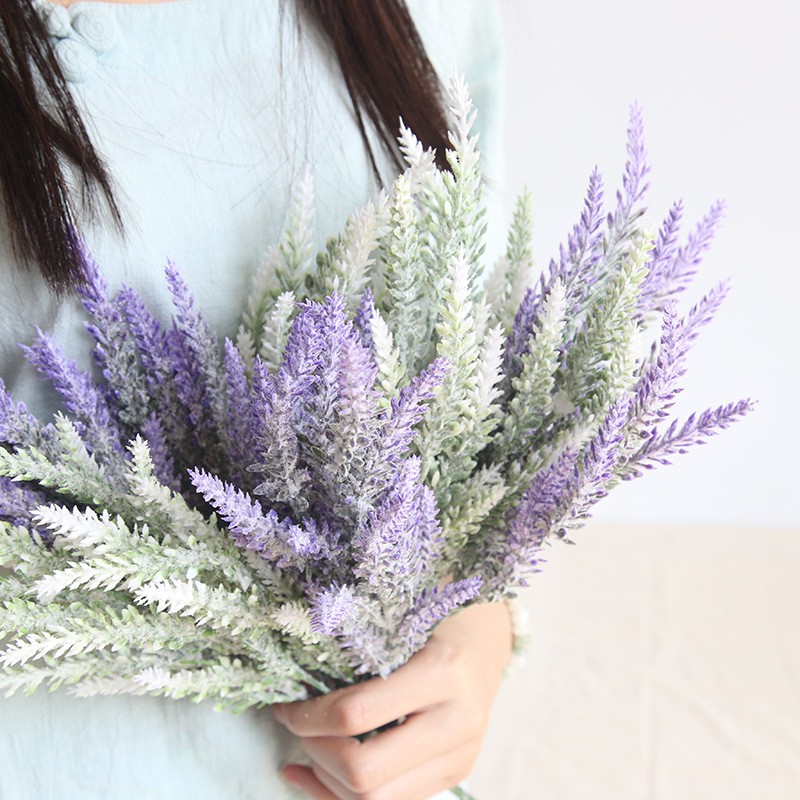 Hoa Oải Hương Lavender - Mã Đề phủ phấn thanh tao, trang nhã cao 37cm - Hoa giả trang trí đẹp