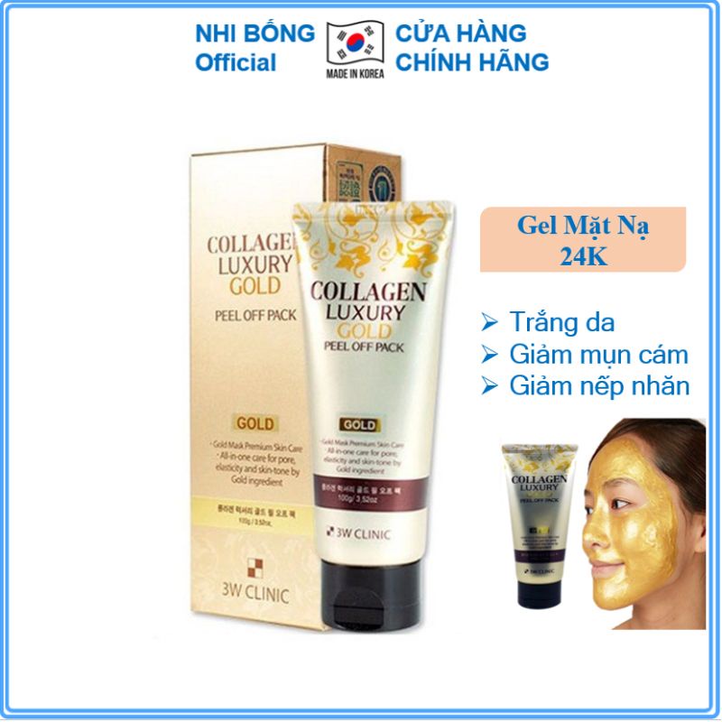 Mặt nạ dưỡng da - Mặt nạ đắp tinh chất vàng 24K 3W CLINIC Hàn Quốc 100ml [ Cam Kết Chính Hãng Hàn Quốc]