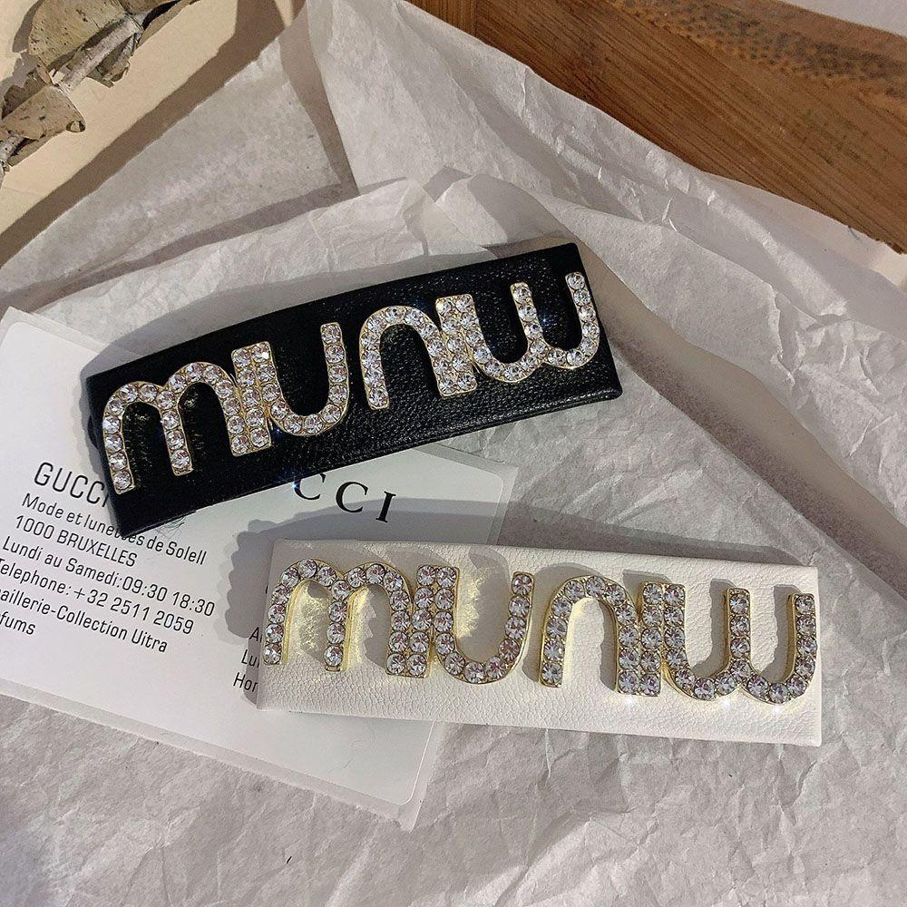 MIU MIU Kẹp Tóc Mái Bên In Chữ WMES15H Phong Cách Retro Thanh Lịch Cho Nữ