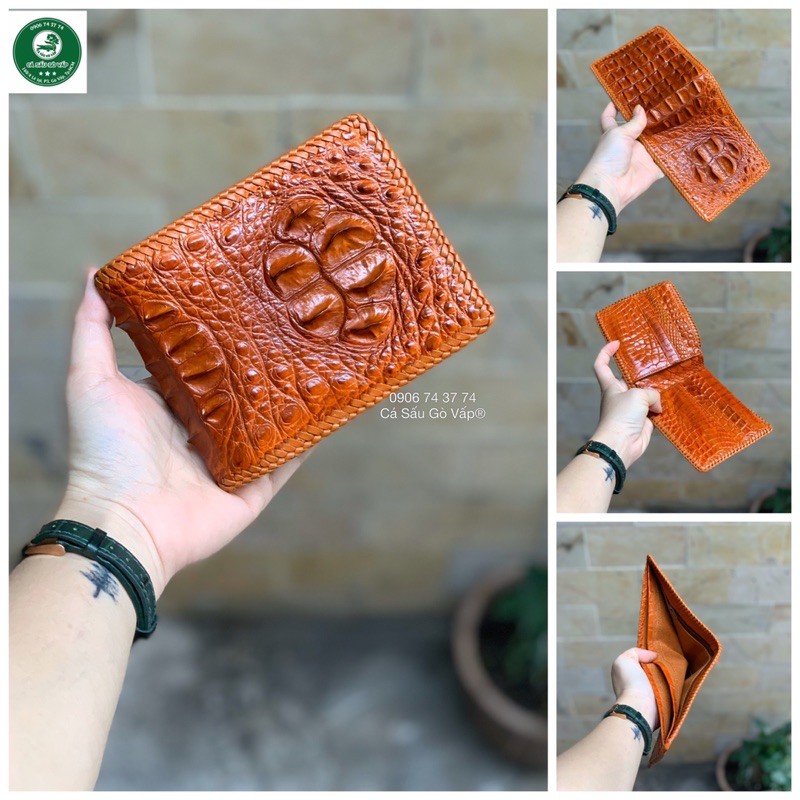 VÍ GÙ 2 MẶT DA CÁ SẤU ĐAN VIỀN CÁ SẤU GÒ VẤP