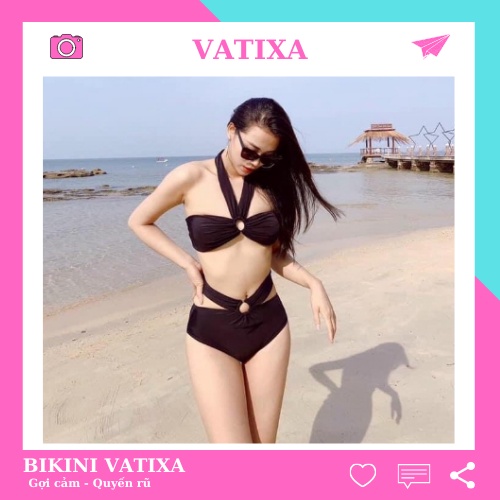 Bikini đồ bơi đi biển 2 mảnh phối khoen VATIXA BKN37 ĐEN