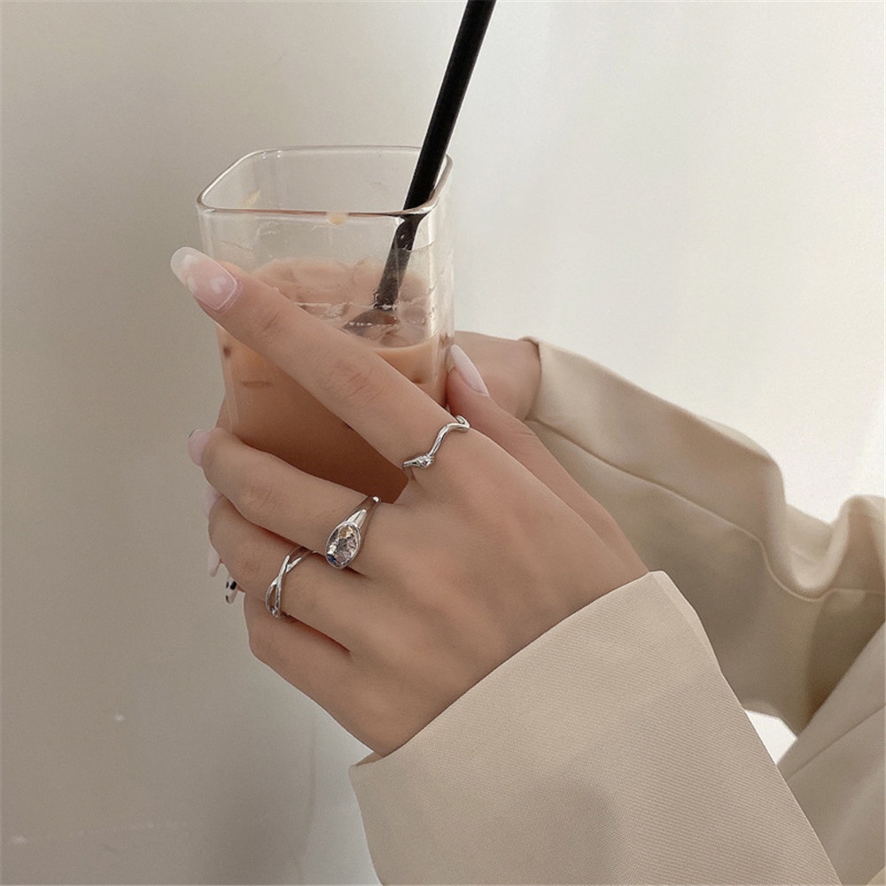 Set 3 Nhẫn Hợp Kim Kiểu Dáng Hình Học Thời Trang Cho NữYanqueens Quà tặng trang sức