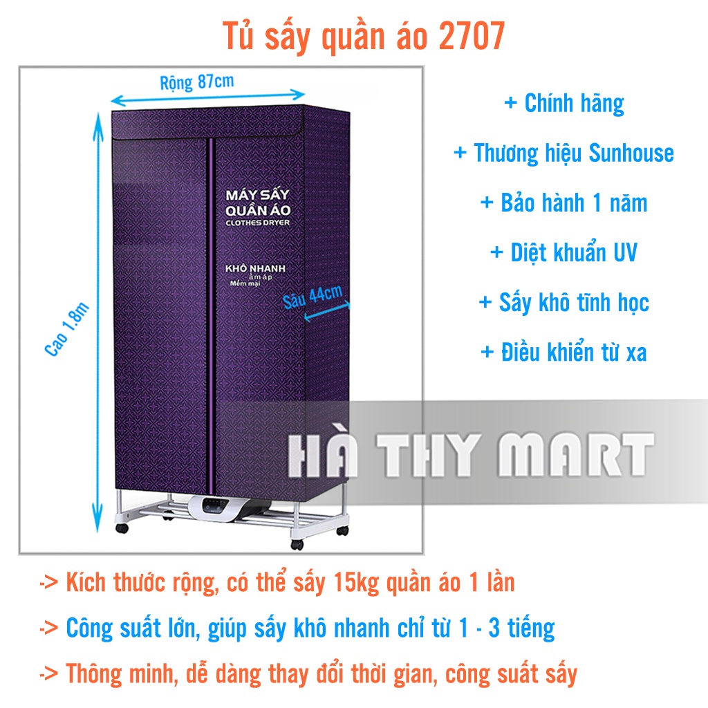 Tủ sấy quần áo Sunhouse SHD2707/SHD2702 chính hàng