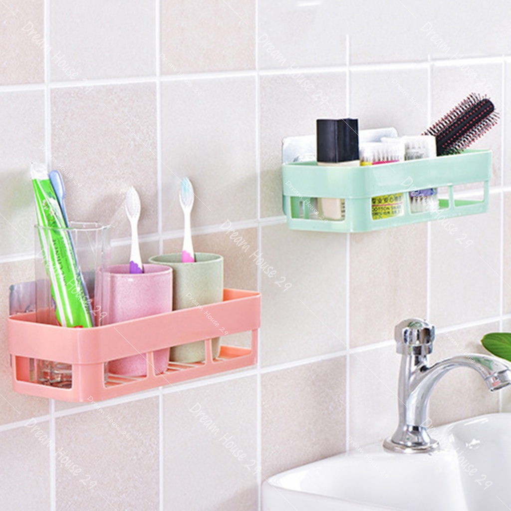 Kệ nhựa đựng đồ nhà tắm, nhà bếp dán tường nhựa abs nhiều màu kích thước 26cm x 10cm x 7cm