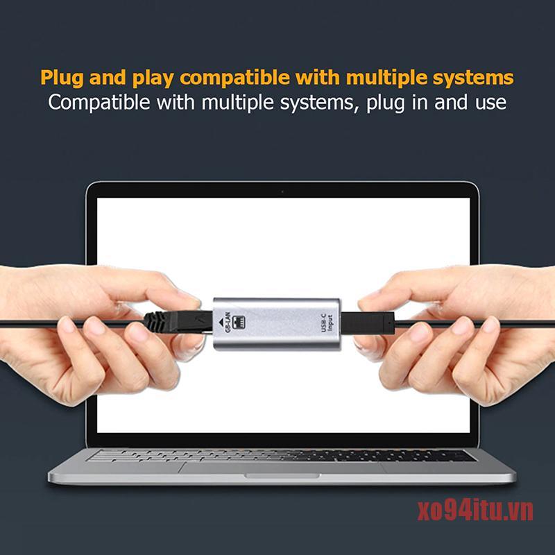XOITU 2 in 1 USB Type C Network Card to 1000Mbps Ethernet HUB Adapter for MacBoo