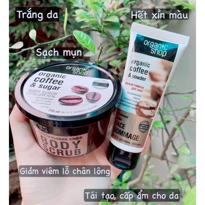 Tẩy da chết organic shop dành cho mặt và body 250ml