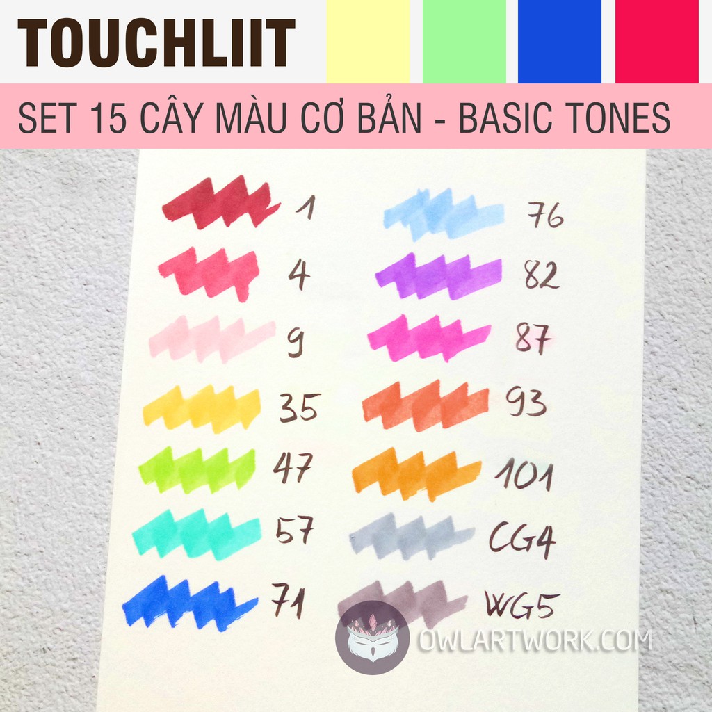 Bút Marker Touchliit 6 Set Cơ Bản 15 Cây - Tặng Túi Vải