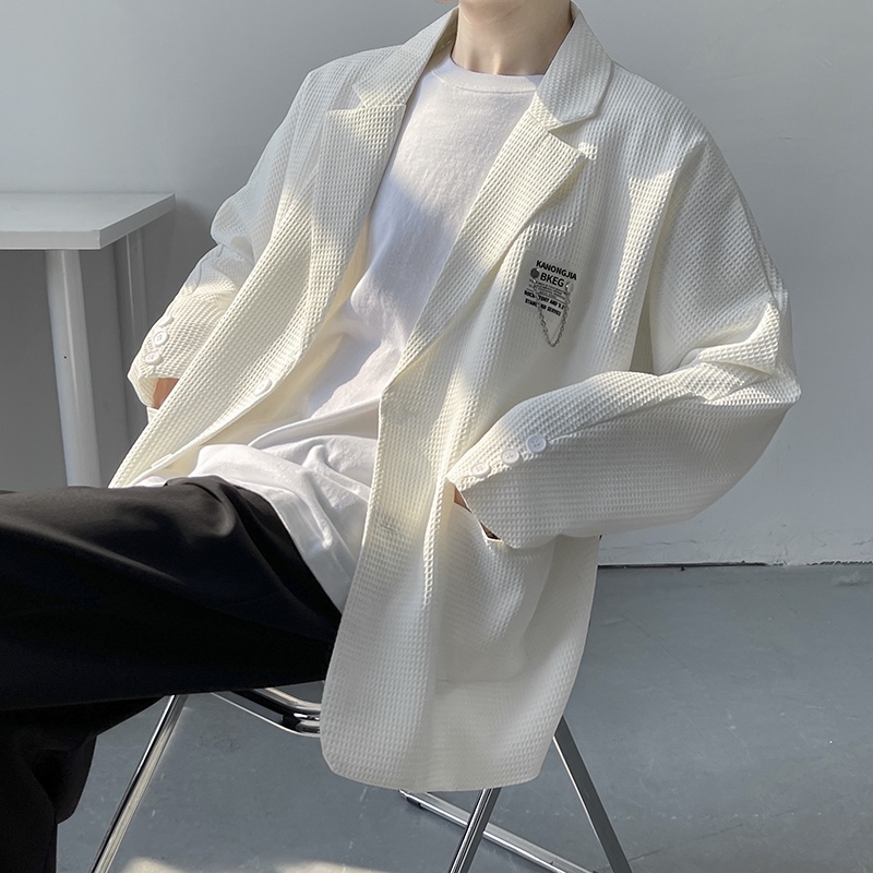 Áo Blazer nam form rộng Waffle, áo khoác ngoài blazer nam mặc ngoài phong hàn quốc thời trang ulzzang mẫu 2022